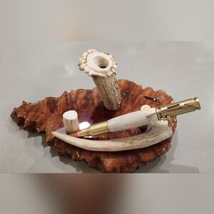 Handcrafted Antler Ballpoint Pen - Natural Ivory and Gold